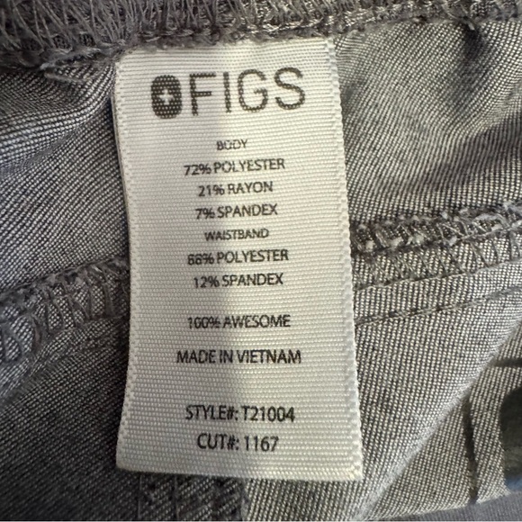 Figs Set Top And Pants Set Size Large Grey Turquoise Technical Collection - Picture 5 of 12